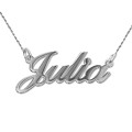 18ct white gold script name necklace with twist chain