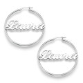 Sterling Silver Personalised Hoop Name Earrings Sterling silver personalised hoop name earrings in script font