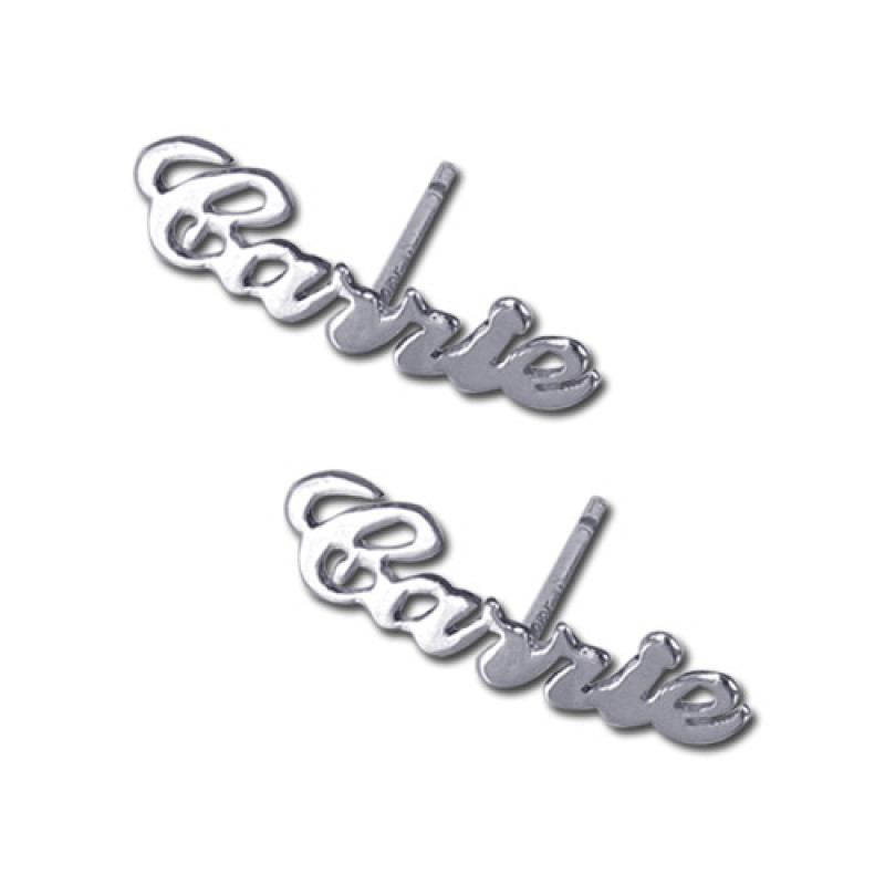 Pair of personalised sterling silver name stud earrings