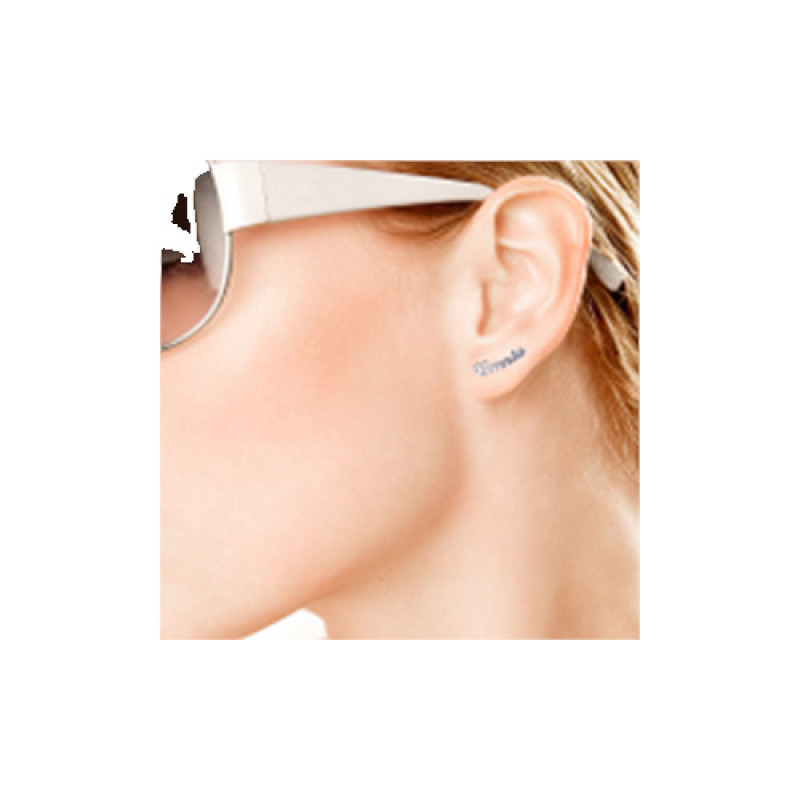 Pair of personalised sterling silver name stud earrings