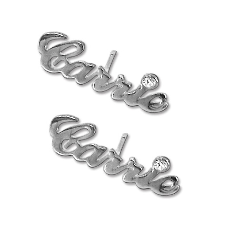 Personalised Name Stud Earrings with Swarovski Crystal Personalised name stud earring pair with Swarovski Crystal