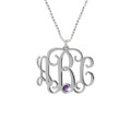 Sterling Silver Monogram Necklace with Swarovski Stone Sterling silver monogram necklace with a purple Swarovski stone