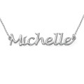 Silver handwritten name necklace pendant on a chain