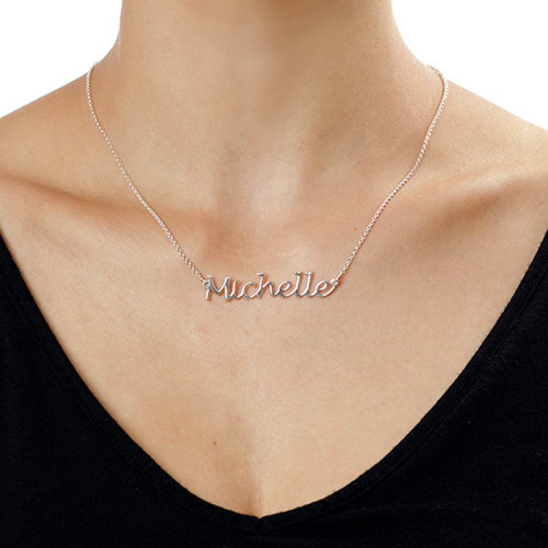 Silver handwritten name necklace product image