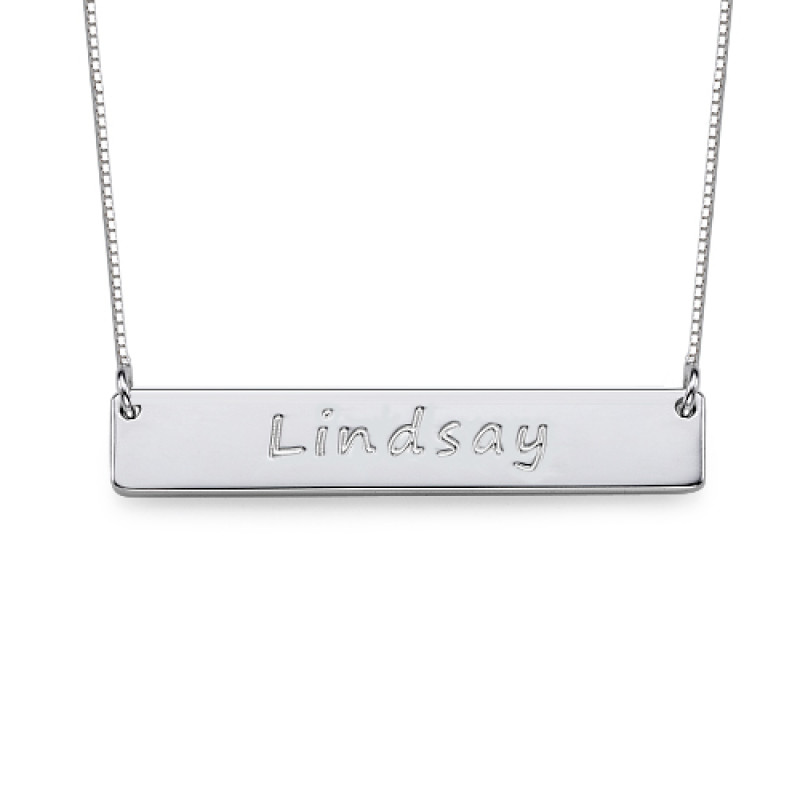 Sterling Silver Bar Nameplate Necklace Sterling silver bar nameplate necklace with box chain