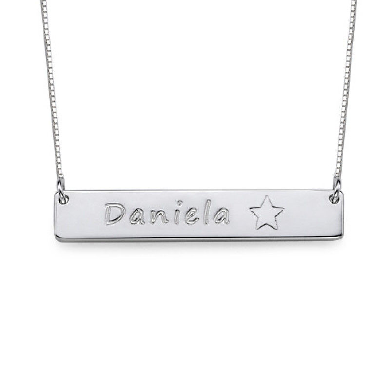 Silver bar necklace with Star icon
