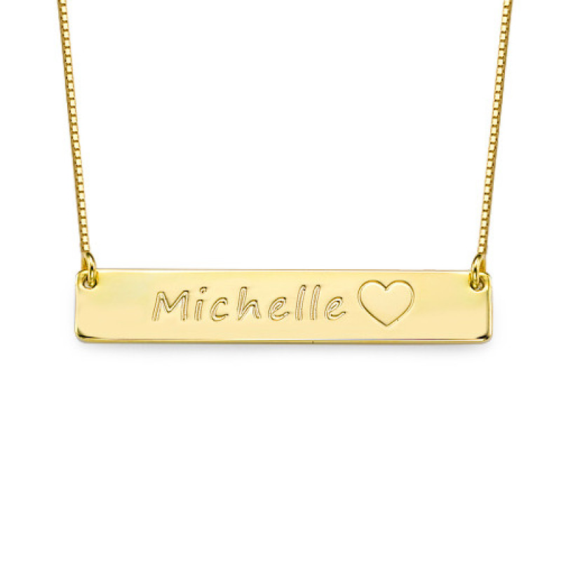 18ct gold plated icon bar necklace with heart icon