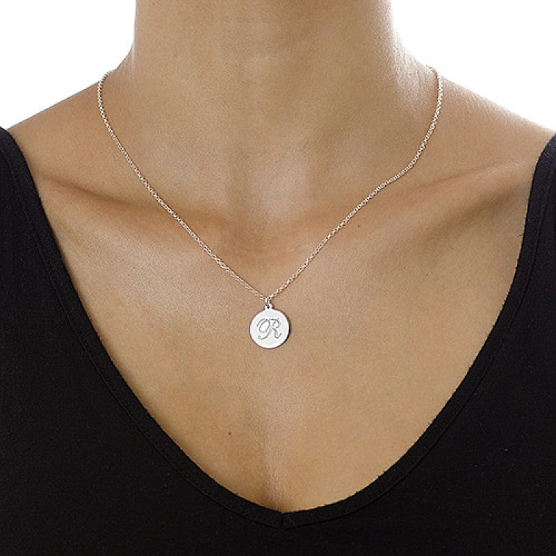 Sterling silver initial script pendant necklace