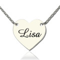 Personalised stamped heart name necklace in sterling silver