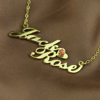 Gold Double Nameplate Necklace Carrie Style Gold Double Nameplate Necklace Carrie Style