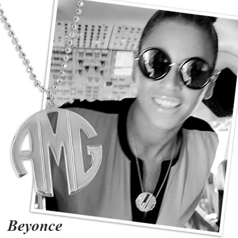 Personalised silver print monogram necklace alternate view