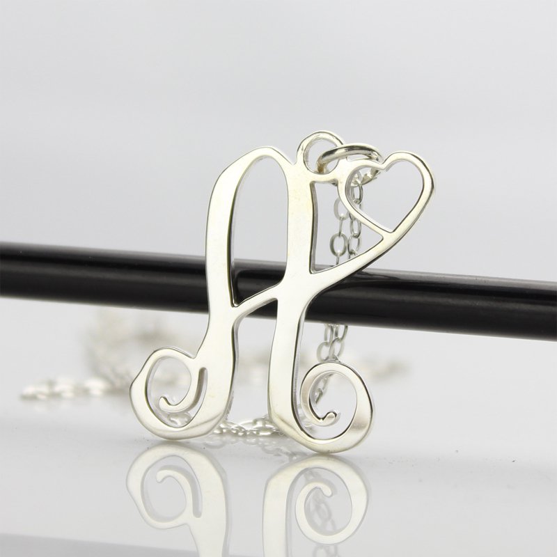 Silver One Letter Monogram Necklace Silver one-letter monogram necklace
