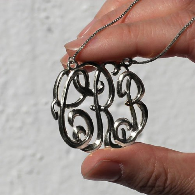 Celebrity Cube Monogram Necklace Detail Celebrity Cube premium monogram necklace detail view