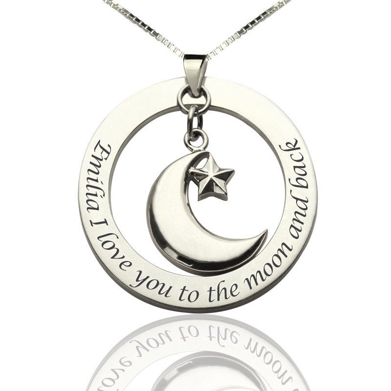 Personalised Moon and Star Charm Pendant Personalised moon and star charm pendant
