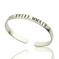 Personalised Roman numeral date cuff bracelet in silver