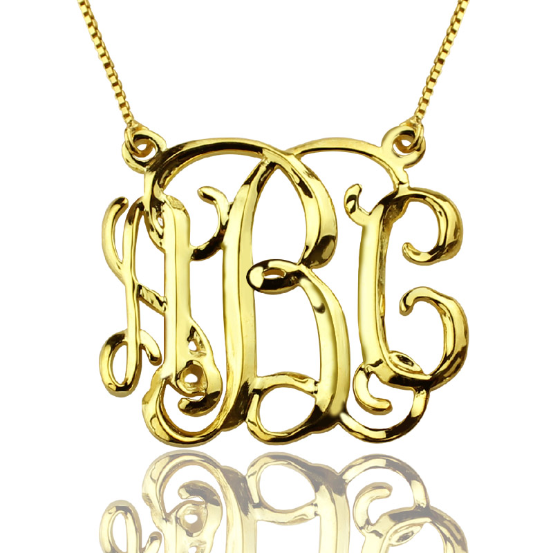 Custom Cube Monogram Initials Necklace 18ct Gold Plated Custom cube monogram initials necklace