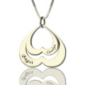 Personalised double heart pendant necklace with names