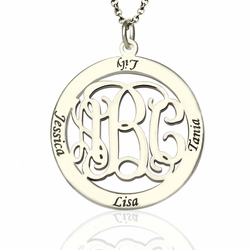 Personalised family monogram name necklace