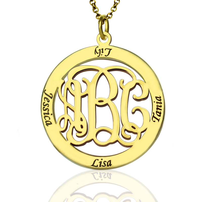 Personalised family monogram name necklace