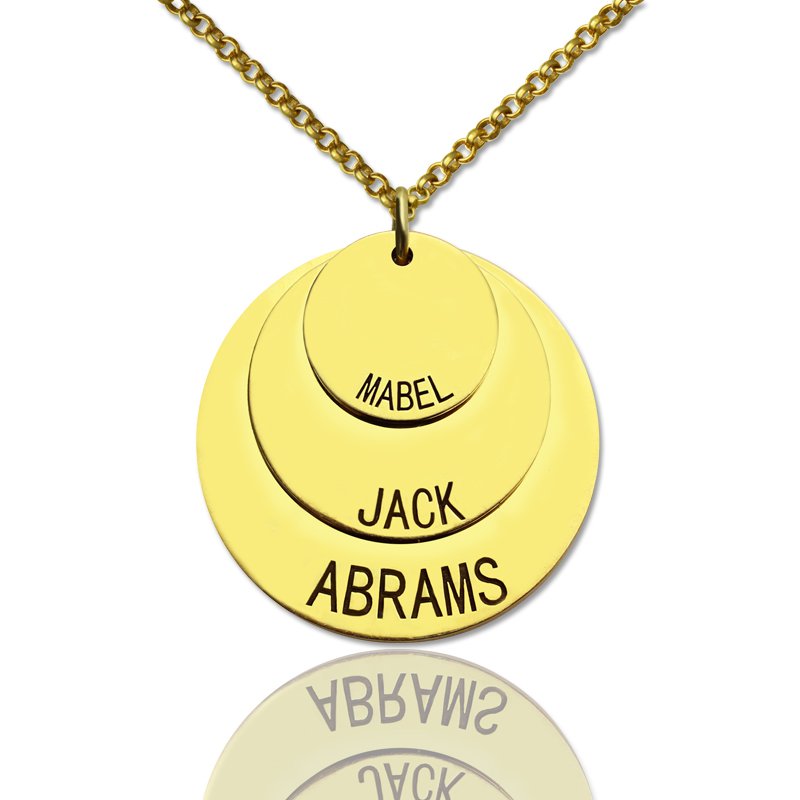 Personalised three-layer disc necklace for mum Personalised three-layer disc necklace engraved with names
