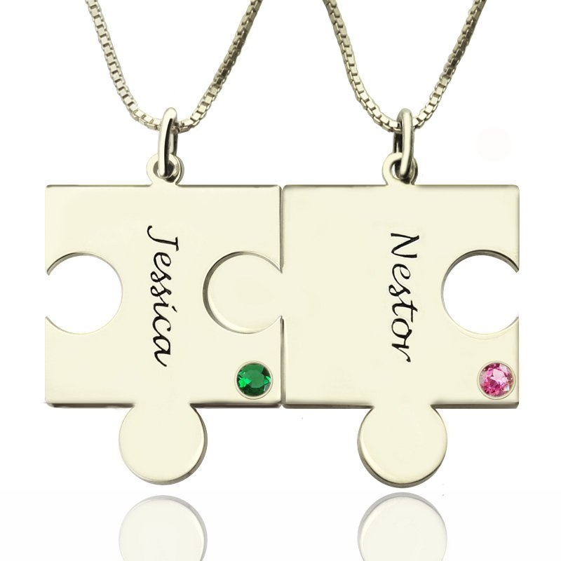 Engraved puzzle necklace for couples