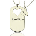 Couples Name Dog Tag Necklace Set Couples name dog tag necklace set with cut-out heart