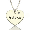 Sterling Silver Heart Name Necklace with Birthstone Sterling silver heart name necklace with optional birthstone