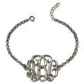 Celebrity monogram initial bracelet in sterling silver