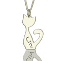 Personalised Cat Name Charm Necklace in Silver Personalised cat name charm necklace in silver