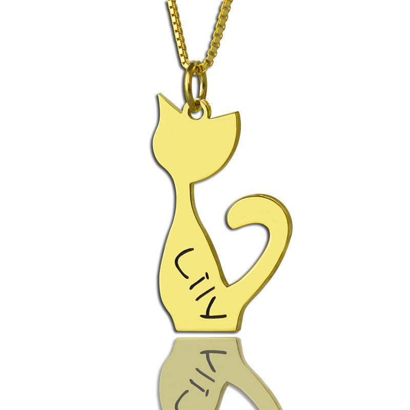Personalised cat name pendant necklace