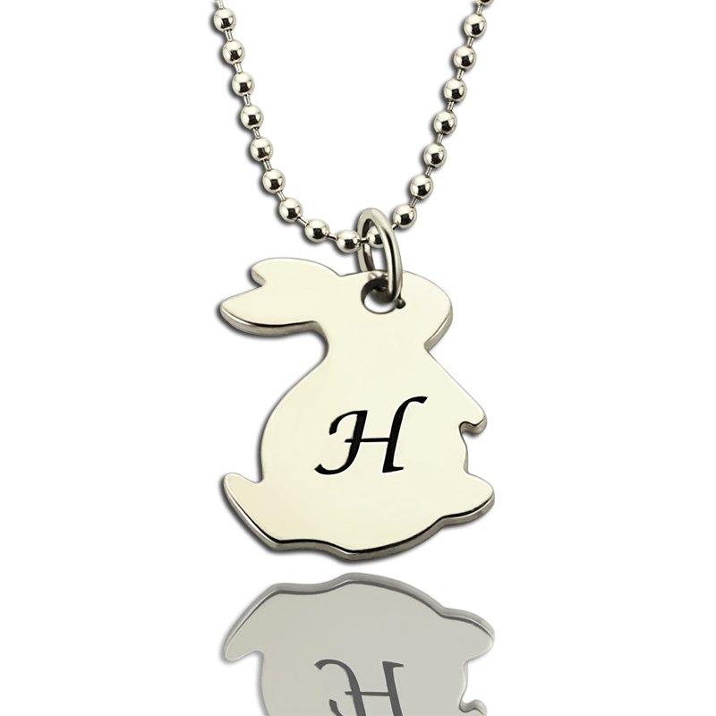 Personalised Rabbit Initial Charm Pendant Personalised rabbit initial charm pendant necklace