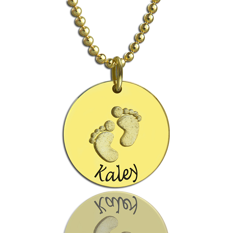 Personalised Baby Footprints Name Necklace Personalised baby footprints name necklace