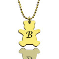 Cute Teddy Bear Initial Charm Necklace Personalised teddy bear initial charm necklace