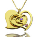 Personalised Double Heart Birthstone Name Necklace Personalised double-heart birthstone name necklace