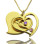 His Her Birthstone Heart Name Necklace 18ct Gold Plated