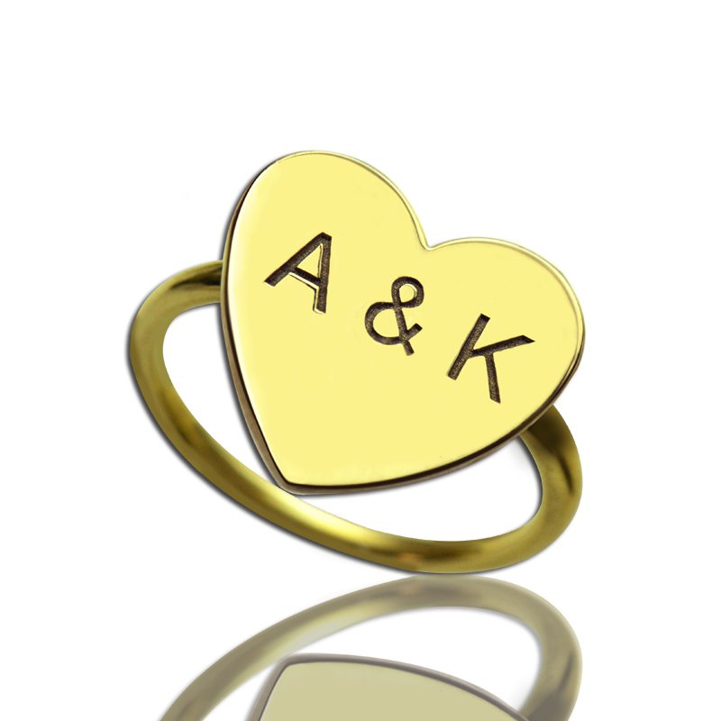 Engraved Sweetheart Ring with Double Initials Engraved Sweetheart Ring with Double Initials