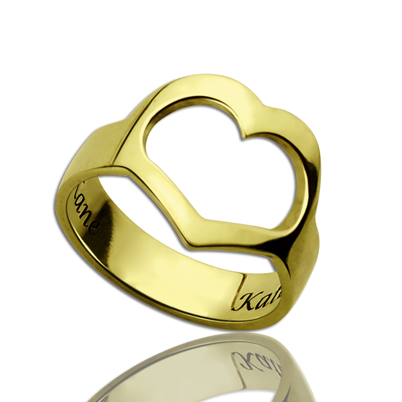 Custom Heart Name Promise Ring Custom heart-shaped promise ring with personalised name engraving