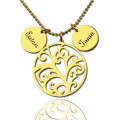 Personalized family tree necklace with name charm for Mom
