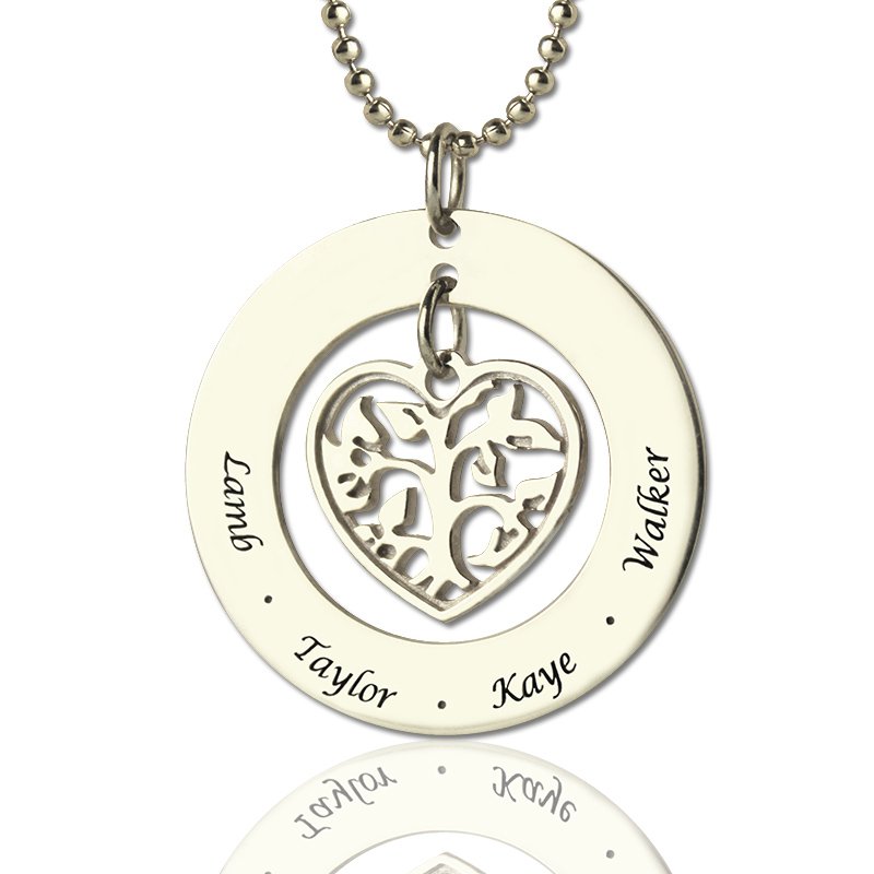 Personalised Heart Family Tree Necklace Personalised heart family tree necklace in sterling silver
