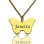 Custom Charming Butterfly Pendant Emgraved Name 18ct Gold Plated