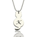 Personalised tiny cat initial pendant necklace in silver