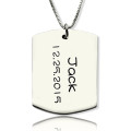 Personalised ID dog tag bar pendant with name and birth date engraving