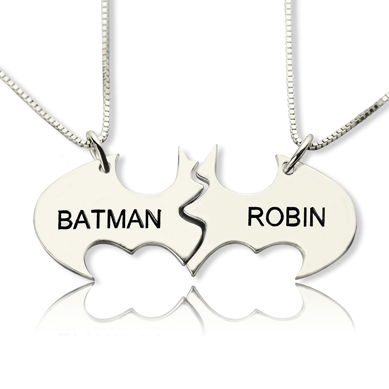Batman Best Friend Name Necklace Sterling Silver Batman best friend personalised name necklace