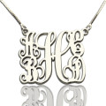 Custom five-initial family monogram necklace in sterling silver