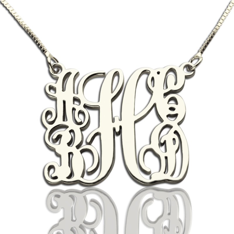 Custom five-initial family monogram necklace in sterling silver