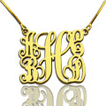 Gold Plated Family Monogram Necklace with 5 Initials Family monogram necklace with five initials