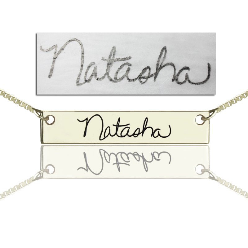 Custom Signature Bar Necklace in Silver Custom signature bar necklace in silver