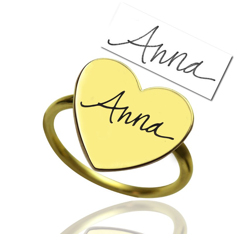 Personalised heart signature signet ring