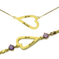 Open Heart Engraved Name Necklace and Bracelet Set Open heart engraved name necklace and bracelet set