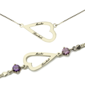Love Jewellery Set- Open Heart Name Necklace Bracelet